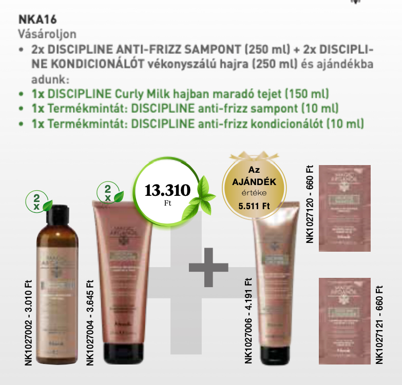 NKA16 NOOK MAGIC ARGANOIL DISCIPLINE Anti-Frizz Shampoo & Cond 250ml  4+3 AKCIÓ