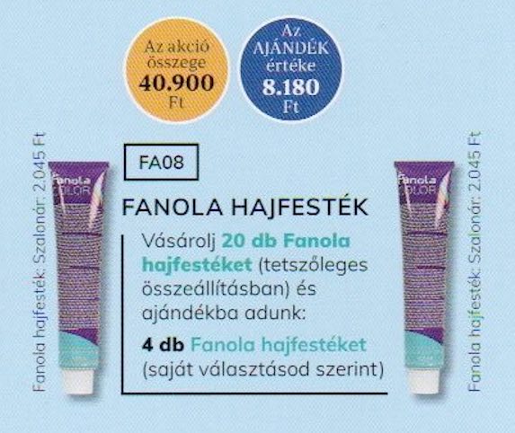 FA08 FANOLA Color hajfesték 20 +  4 db FANOLA Color hajfesték AKCIÓ