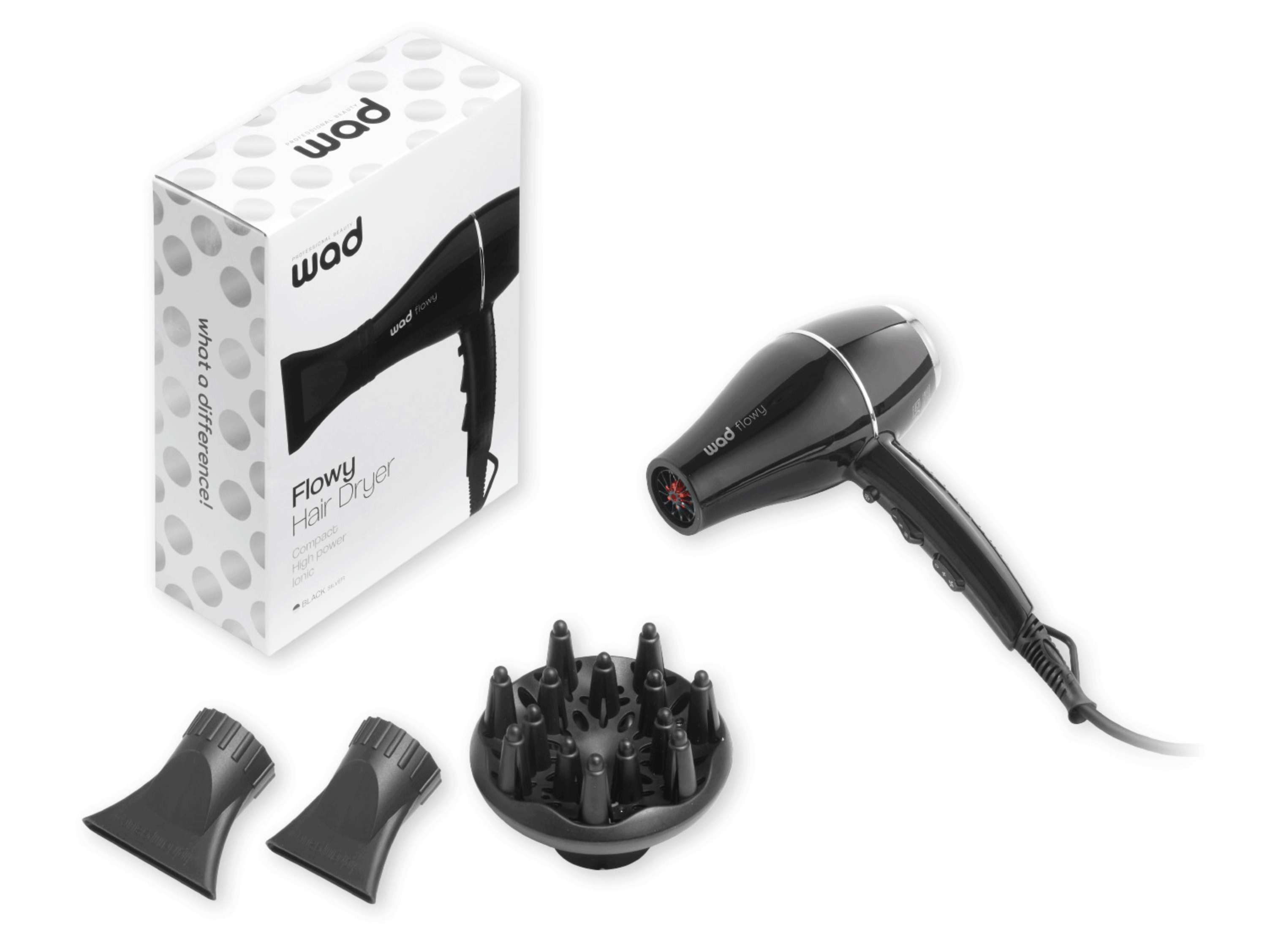 WAD Flowy Hair Dryer hajszárító (Fekete-Ezüst) 2100W WAD37305