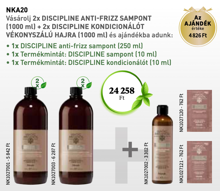 NKA20 NOOK Magic Arganoil Discipline Anti-Frizz Sampon & Kondícionáló 4+3 AKCIÓ