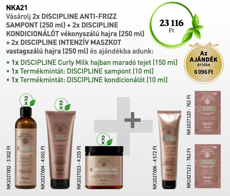 NKA21 NOOK Magic Arganoil Discipline Anti-Frizz Sampon & Kondícionáló & Maszk 6+3 AKCIÓ