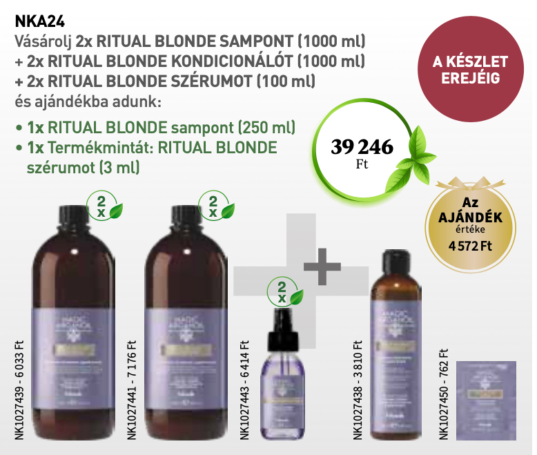 NKA24 NOOK Magic Arganoil Ritual Blonde Sampon & Kondícionáló & Szérum 6+2 AKCIÓ