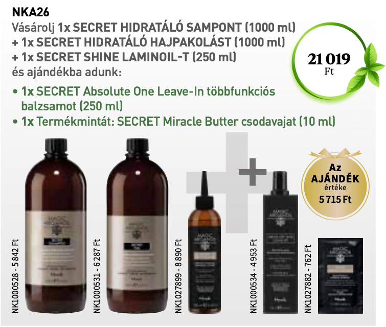 NKA26 NOOK Magic Arganoil Secret Sampon & Maszk & Laminoil 3+2 AKCIÓ