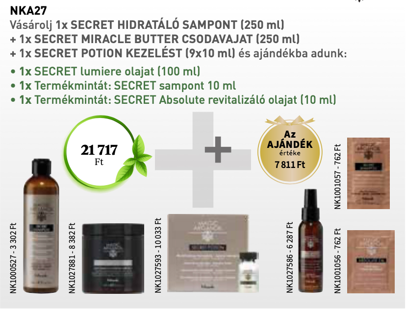 NKA27 NOOK Magic Arganoil Secret Sampon & Miracle Butter & Secret Potion 3+3 AKCIÓ