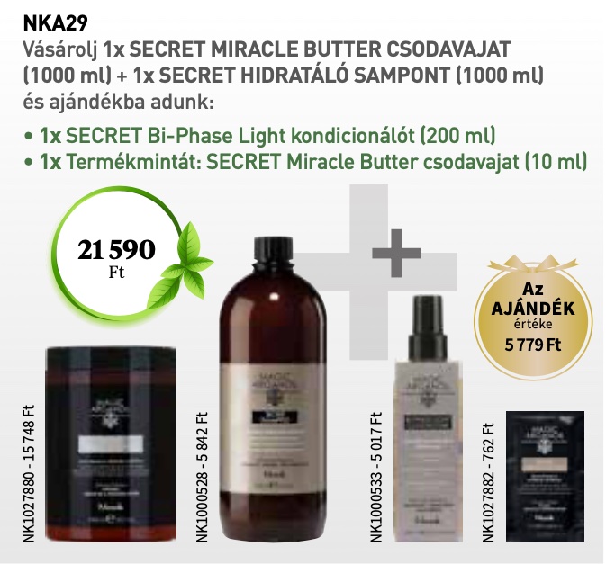 NKA29 NOOK Magic Arganoil Secret Miracle Butter csodavaj & Secret Sampon 2+2 AKCIÓ