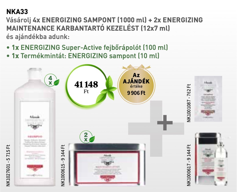 NKA33 NOOK Energizing Sampon & Maintenance Karbantartó kezelés 6+2 AKCIÓ