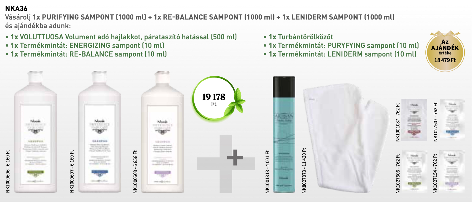 NKA36 NOOK Purifyng Sampon & Re-Balance Sampon & Leniderm Sampon 3+6 AKCIÓ