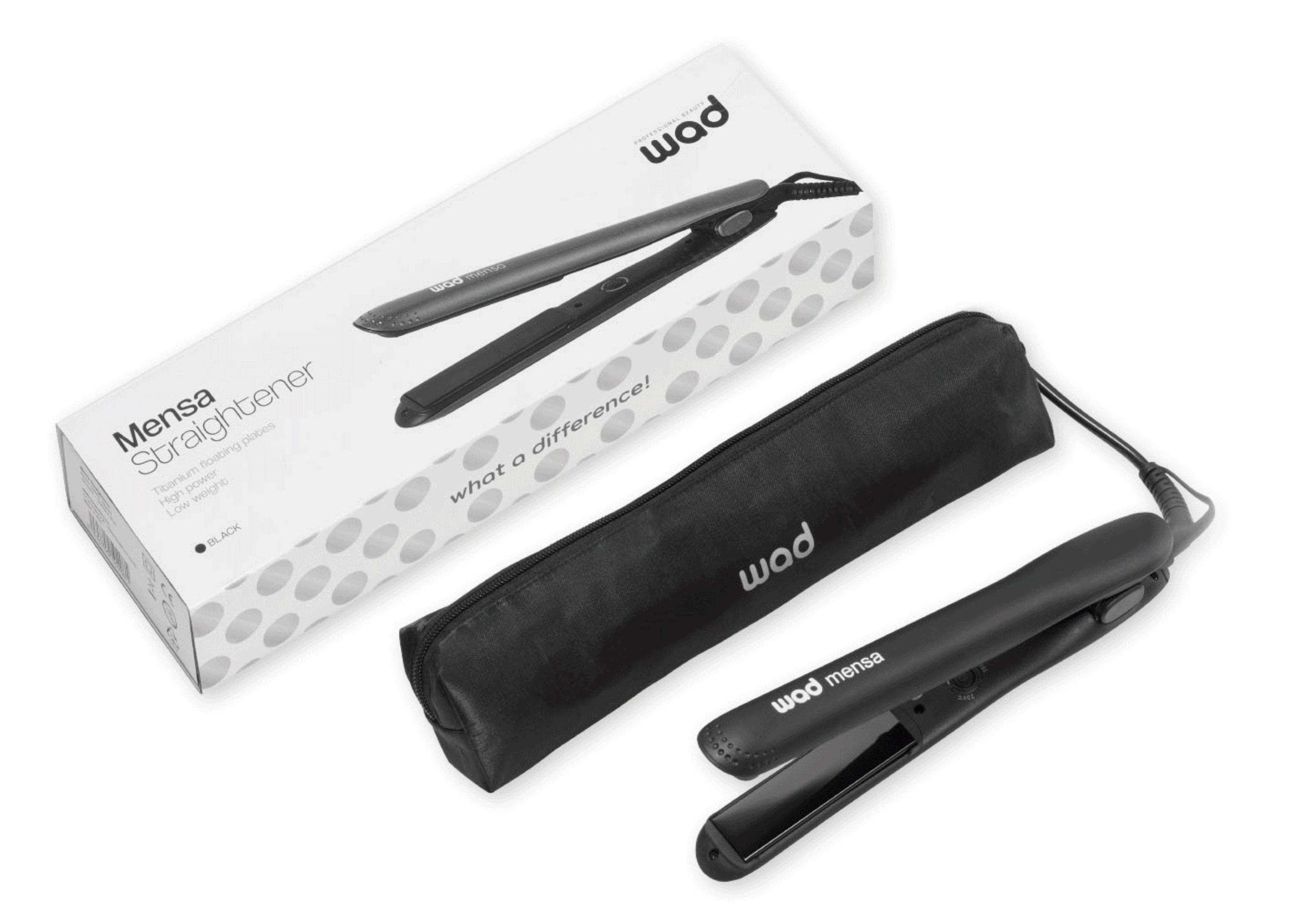 WAD Mensa Hair Straightener hajvasaló (Fekete) 47W WAD37313