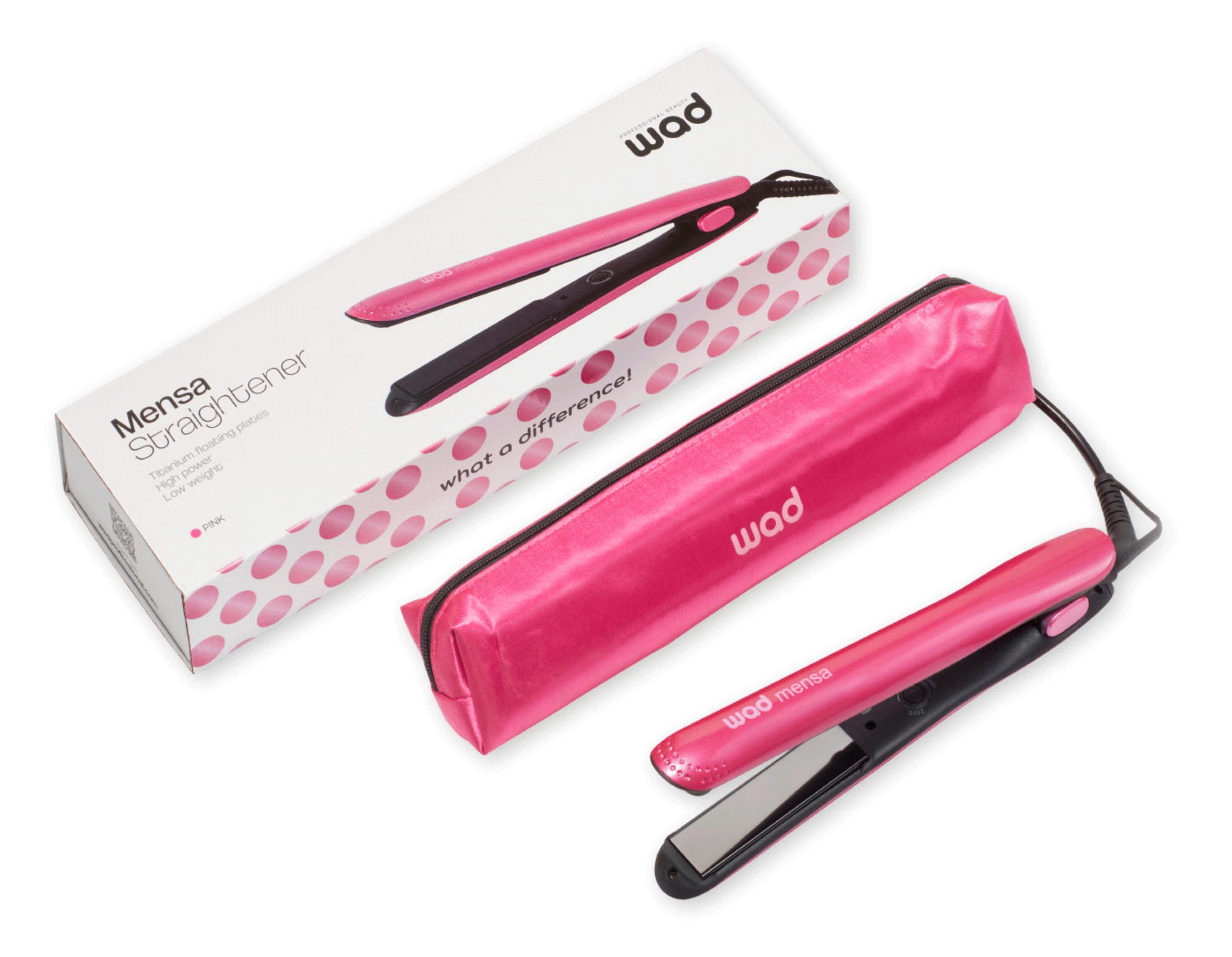 WAD Mensa Hair Straightener hajvasaló (Rózsaszín) 47W WAD37314