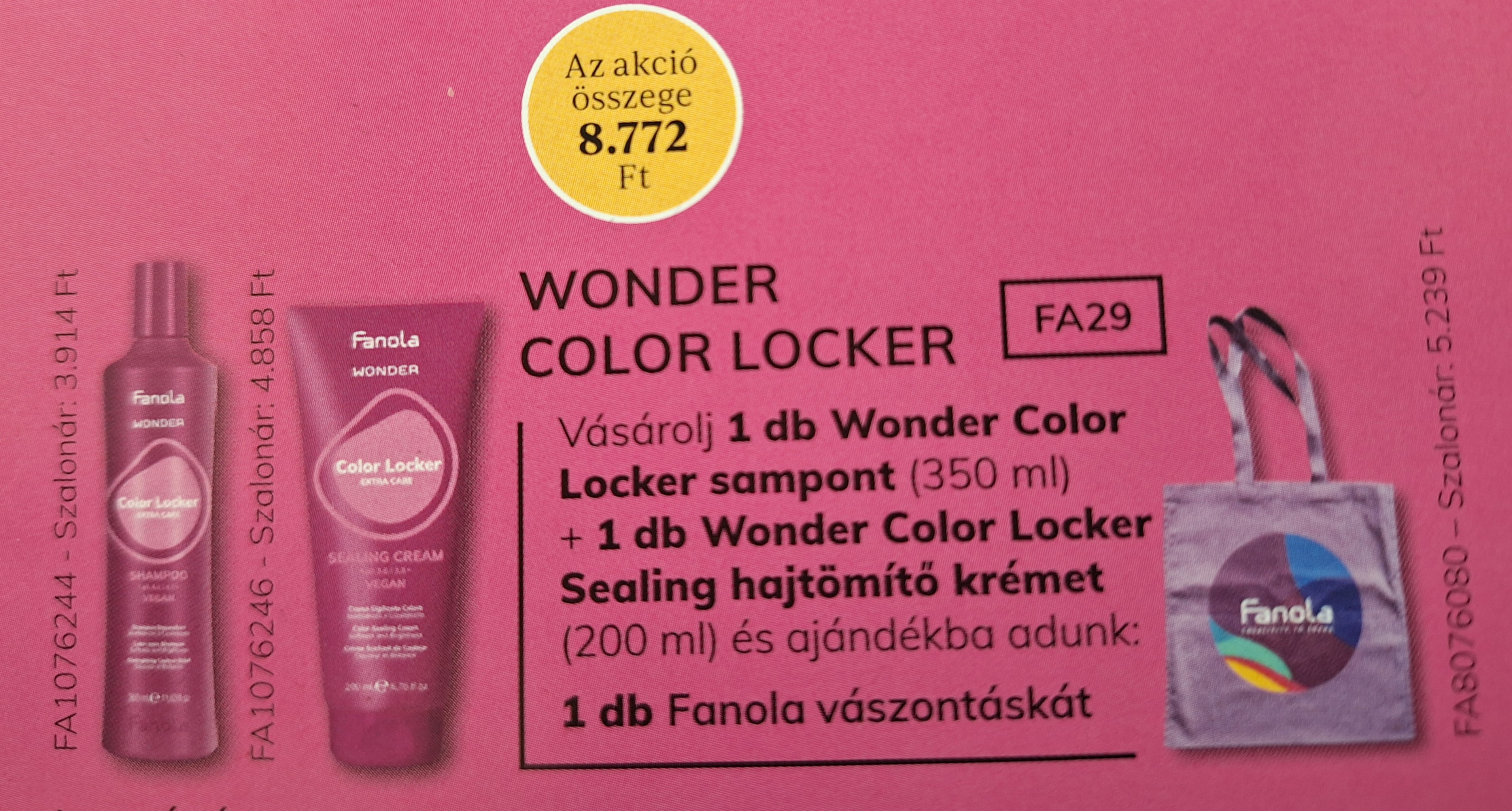 FANOLA WONDER Color Locker Extra Care Sampon 350 ml & Sealing Cream  2+1 AKCIÓ