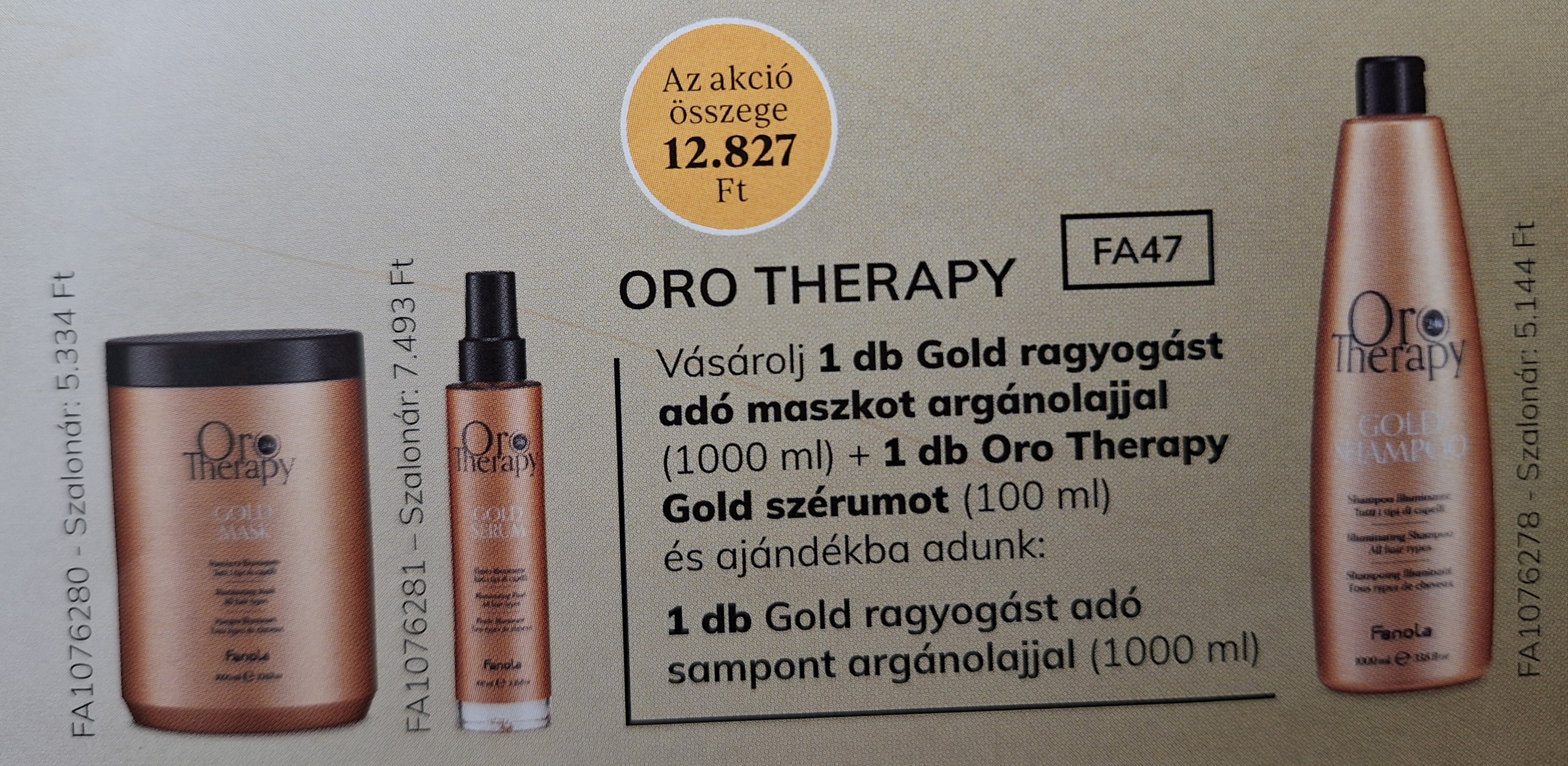 FANOLA ORO Therapy Mask 1000 ml & Therapy Gold szérum 2+1 AKCIÓ