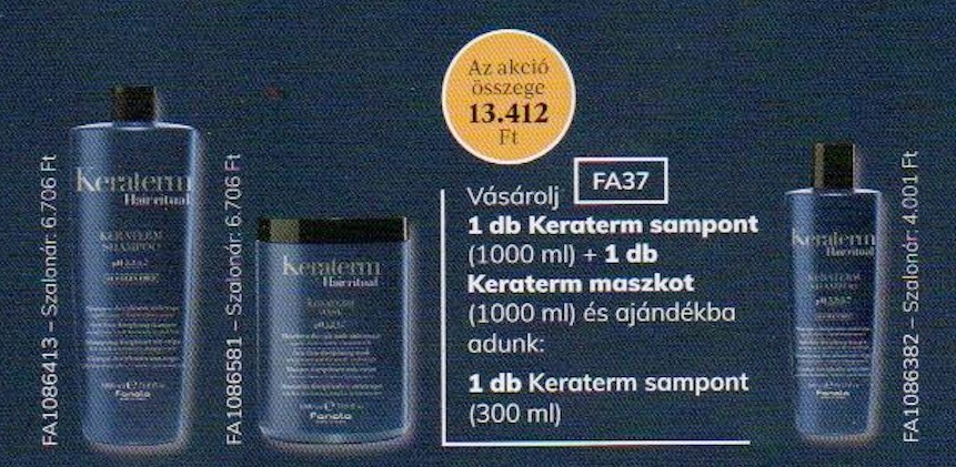 FA37 FANOLA Keraterm Hair Ritual Shampoo 1000 ml & Mask 1000 ml 2+1 AKCIÓ